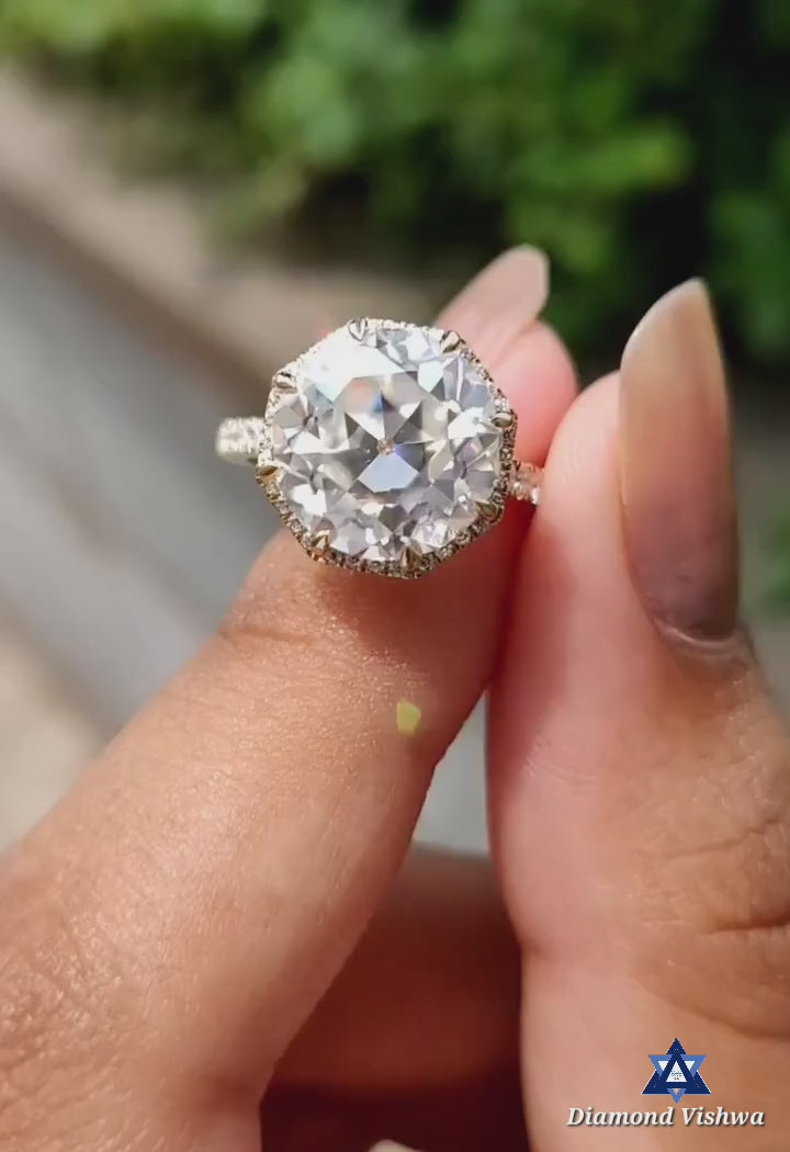 10daea473dd34142855b9e6f7cdd1964.thumbnail.0000000000 Old European Cut Moissanite Ring – Octagonal Halo Antique Style - 925 Silver - Image 1