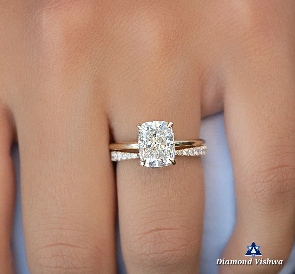 20240321_102851_5b672518-d65a-472e-acab-c67b9cca8986 Elongated Cushion Cut Moissanite Low Profile Solitaire Engagement Ring - 925 Silver - Image 1