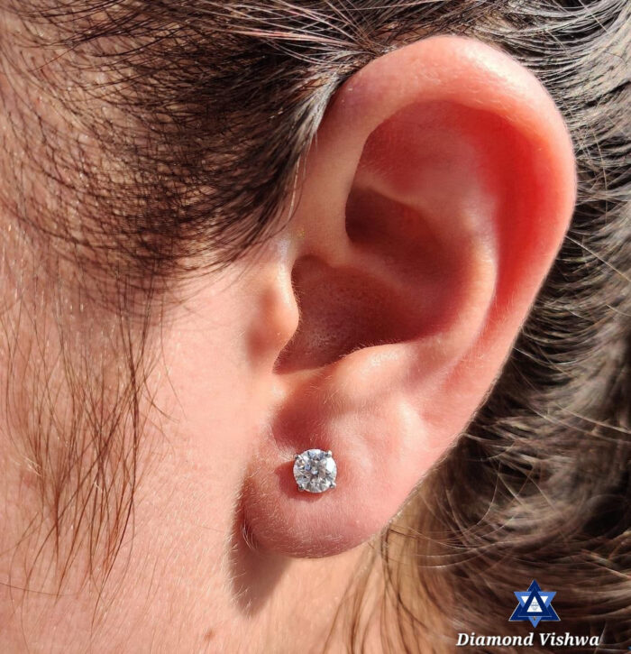 Lab Gown Stud Earrings Screw Back Gold - Daily Wear Birthday Graduation Gift for Her - 0.25 CT + 0.25 CT / 925 Silver - Image 3