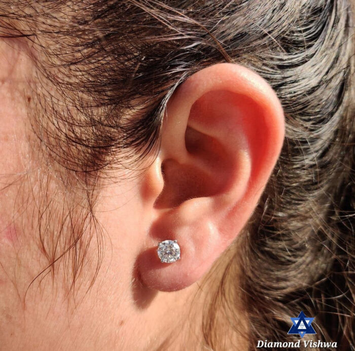 Lab Gown Stud Earrings Screw Back Gold - Daily Wear Birthday Graduation Gift for Her - 0.25 CT + 0.25 CT / 925 Silver - Image 4