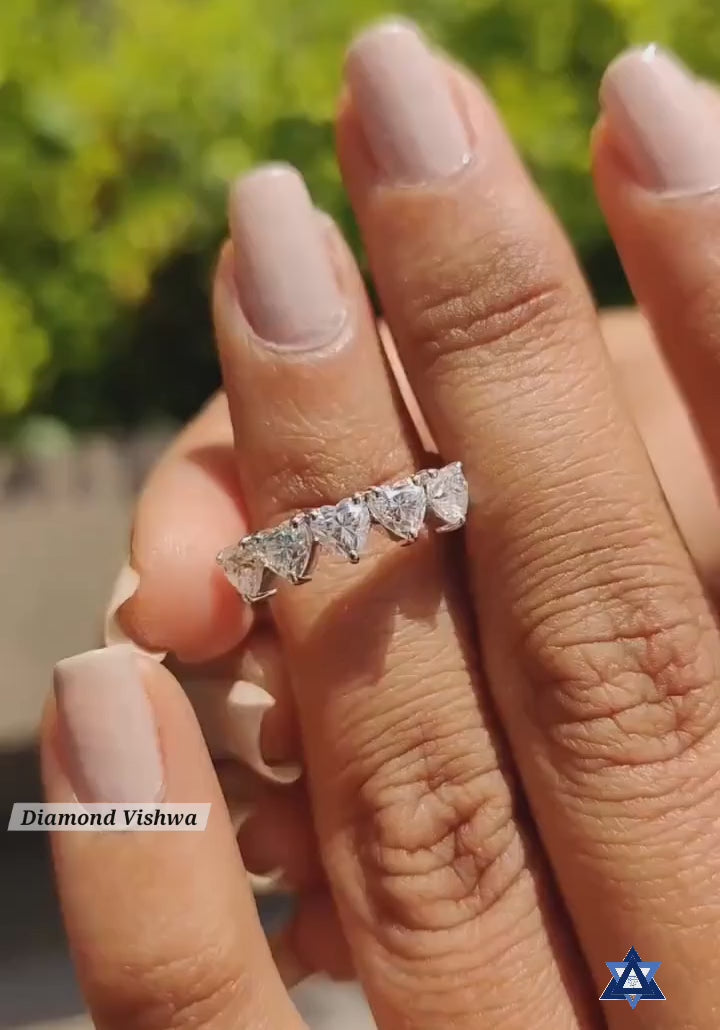 245b049218524d61b43d0df853426189.thumbnail.0000000000 Heart Cut 4mm Lab Grown Diamond 5-Stone Anniversary Wedding Band Ring - 925 Silver - Image 1