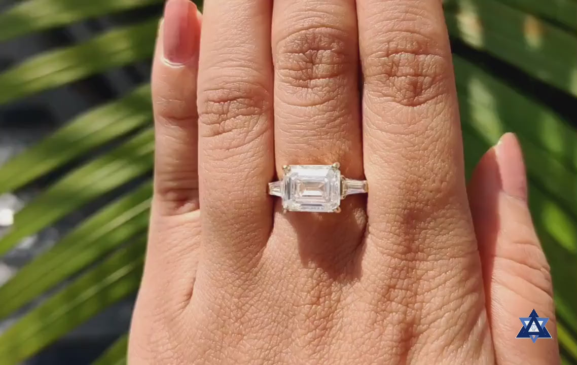 2958dc37a1c843f183f0bfaa38d73075.thumbnail.0000000000 Emerald & Baguette Three Stone Engagement Anniversary Ring Set, Moissanite Diamond ring - 925 Silver - Image 1