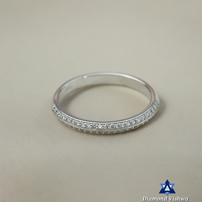Double Pavé Diamond Ring - Brilliant Angled Stones, Decadent Sparkle, Gifts For women, Wedding band - 925 Silver - Image 4