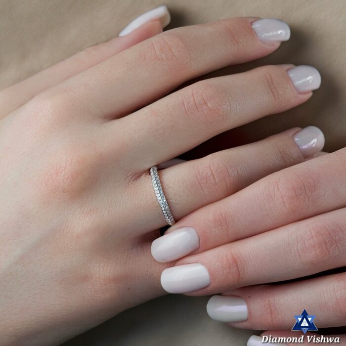 Double Pavé Diamond Ring - Brilliant Angled Stones, Decadent Sparkle, Gifts For women, Wedding band - 925 Silver - Image 5