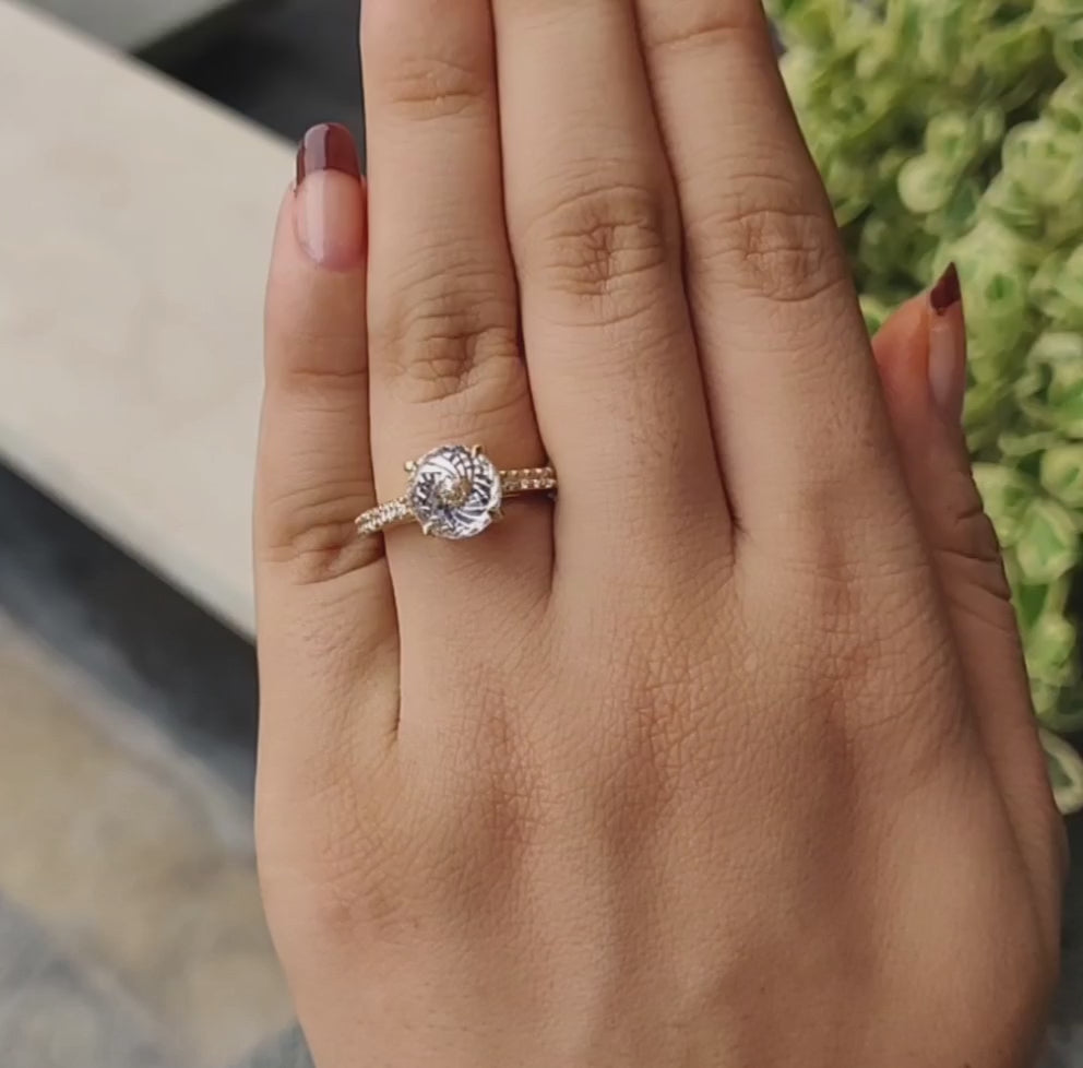 495a98ed4449498fb2febacae95edc86.thumbnail.0000000000 Portuguese Cut Unique Moissanite Engagement Ring, Antique Wedding Ring, Romantic Gift for Her - 925 Silver - Image 1