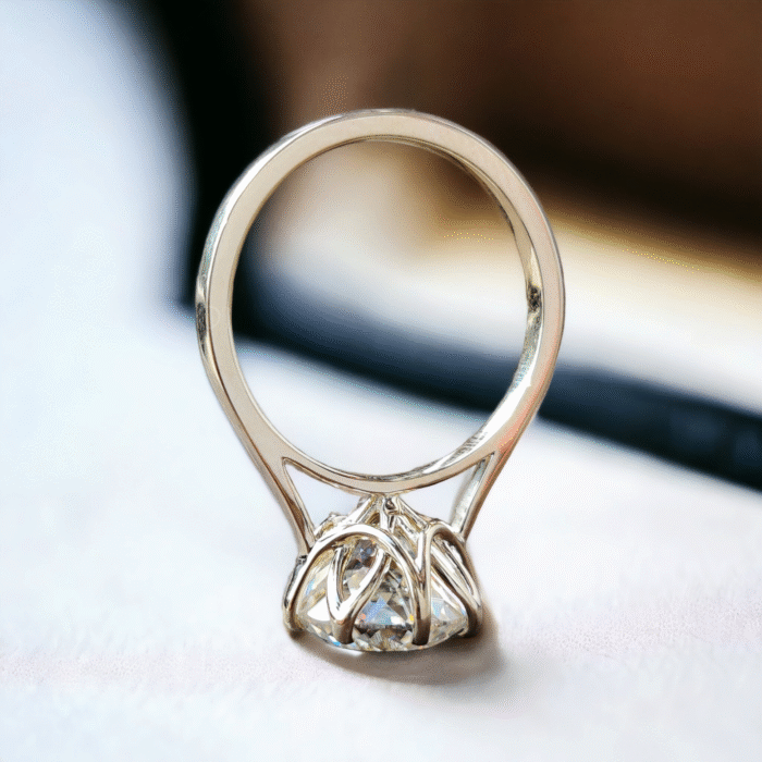 Luxurious 3.21 CT Moissanite Diamond Engagement Ring - Antique Portuguese Cut Solitaire, Cathedral Setting, Memorable Anniversary Gift for your Partner - Image 4