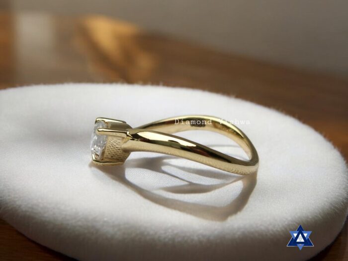 Marquise Cut Moissanite Engagement Ring with Wave Band Design - 925 Silver - Image 4