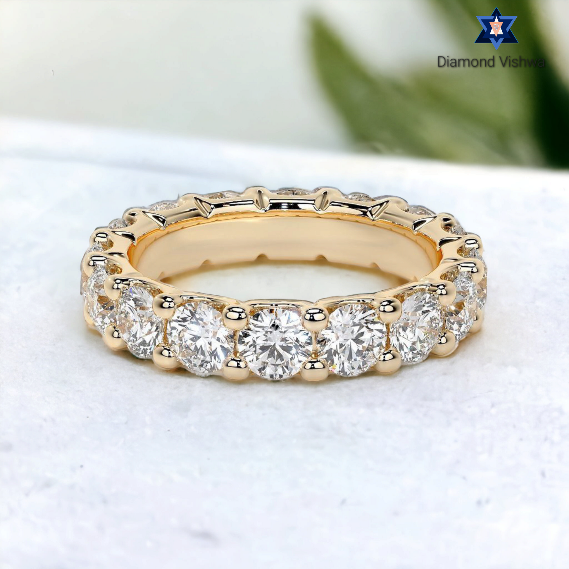 PhotoRoom-20230902_211723_8b985eee-d1a0-4f97-a1f9-7175caf5aa68 Sparkling Moissanite Diamond Eternity Band, Round Cut Full Circle Wedding Ring, Bridal Jewelry Gift - Image 1