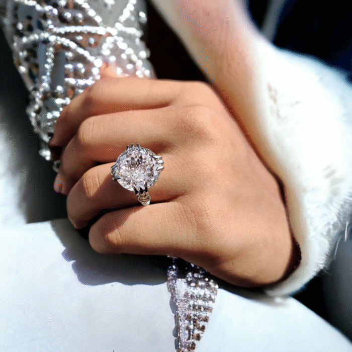 Vintage Style Engagement Ring, 17.81 TW Portuguese Cut Moissanite, Cathedral Milgrain Wedding Ring for He - Image 3