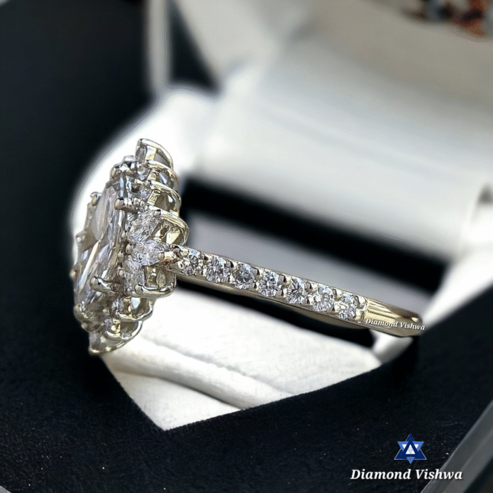 Marquise Cut Diamond Engagement Ring Set - Unique Halo Design with Round Pave Diamonds, Anniversary/Gift Ring for Her - Image 2