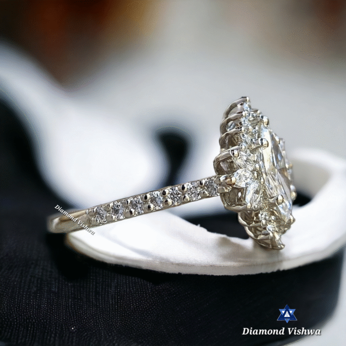 Marquise Cut Diamond Engagement Ring Set - Unique Halo Design with Round Pave Diamonds, Anniversary/Gift Ring for Her - Image 5