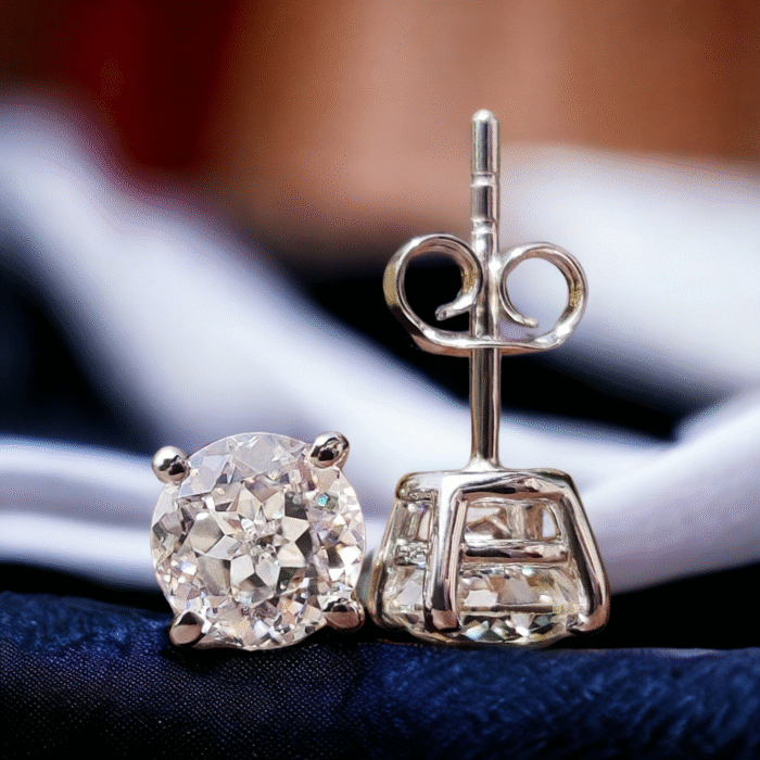 Round Crushed Ice Cut Moissanite Stud Earrings - Elegant Push Back Earrings for Daily Wear - Perfect Gift for Her - Image 6