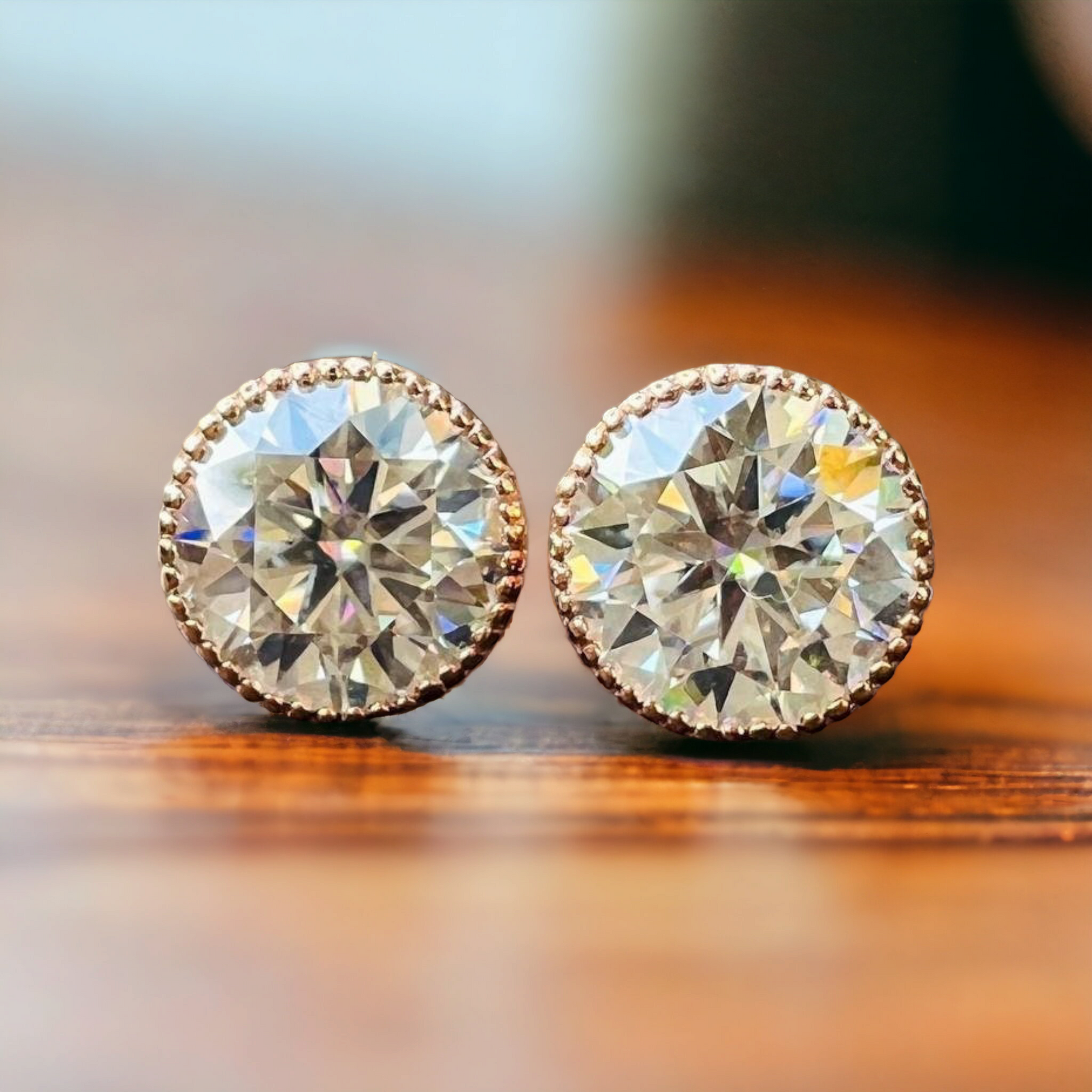 PhotoRoom-20231007_100423 Sparkling Moissanite Diamond Earrings, Round Cut Push Back, Elegant Bridal Jewelry, Perfect Anniversary Gift, Gifts for women - Image 1