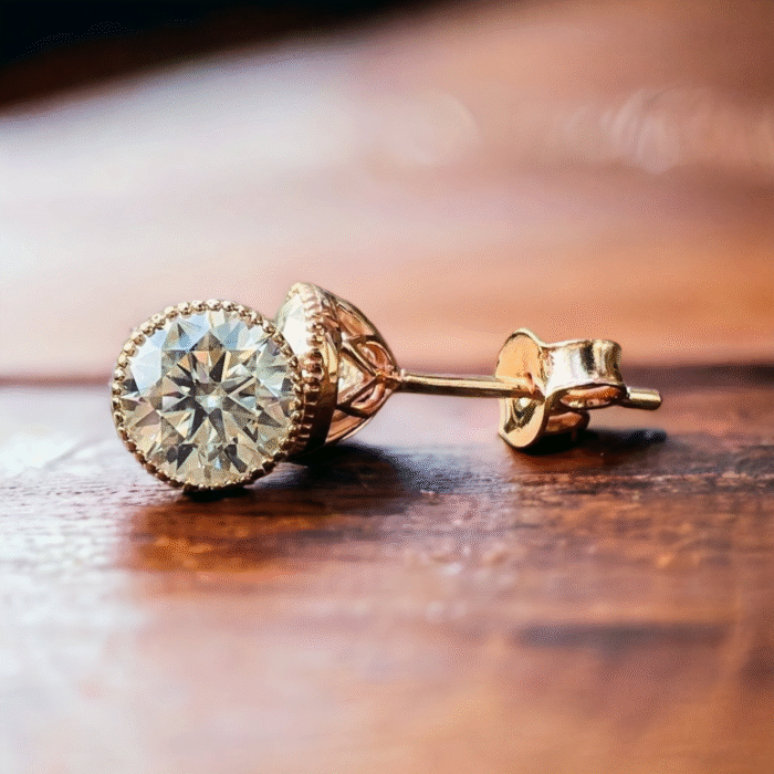 Sparkling Moissanite Diamond Earrings, Round Cut Push Back, Elegant Bridal Jewelry, Perfect Anniversary Gift, Gifts for women - Image 4