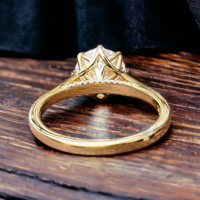 Portuguese Cut Moissanite Diamond Ring, Elegant Cathedral Setting, Perfect Engagement Proposal, Memorable Anniversary Gift - Image 4