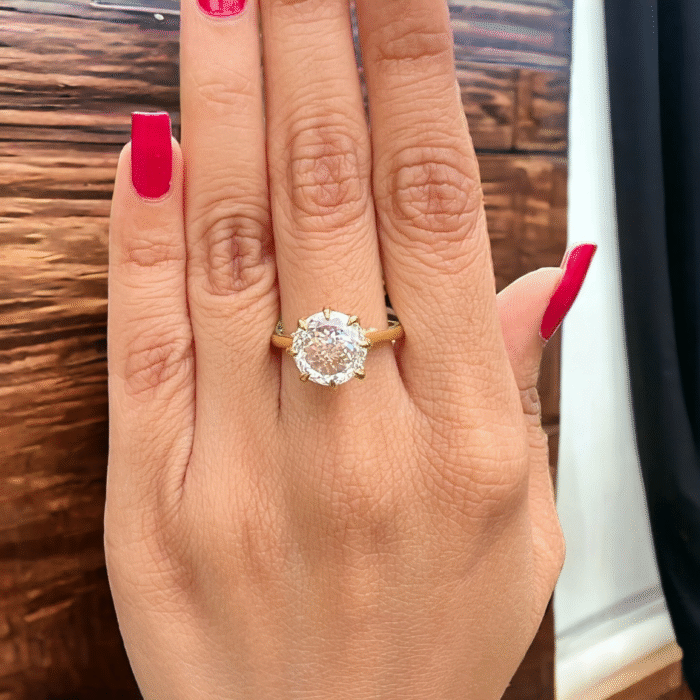 Portuguese Cut Moissanite Diamond Ring, Elegant Cathedral Setting, Perfect Engagement Proposal, Memorable Anniversary Gift - Image 6