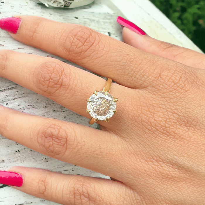 Portuguese Cut Moissanite Diamond Ring, Elegant Cathedral Setting, Perfect Engagement Proposal, Memorable Anniversary Gift - Image 7