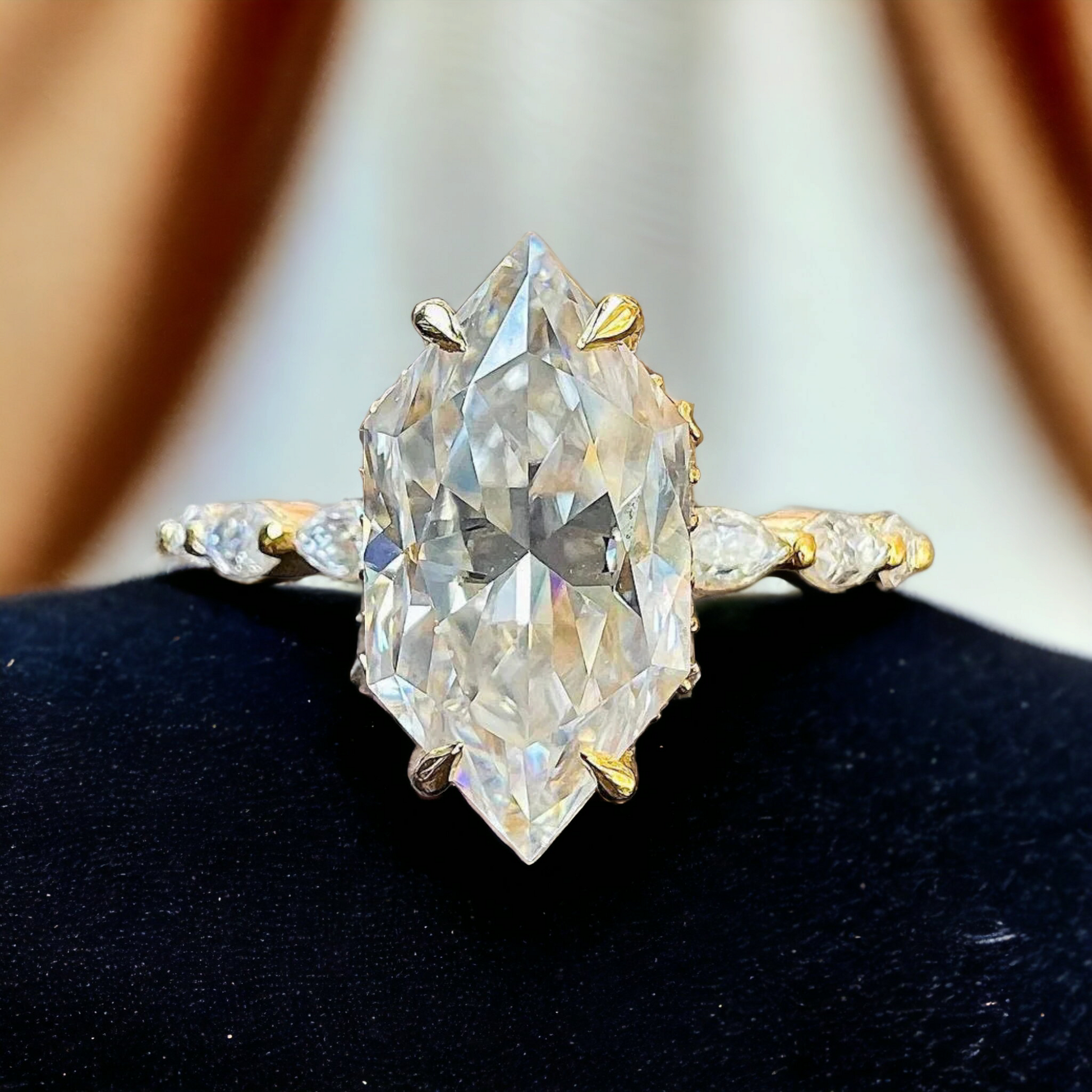 PhotoRoom-20231007_143556 Dutch Marquise Moissanite Diamond Ring | Hidden Halo Design - Image 1