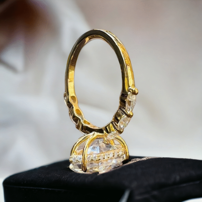 Dutch Marquise Moissanite Diamond Ring | Hidden Halo Design - Image 5