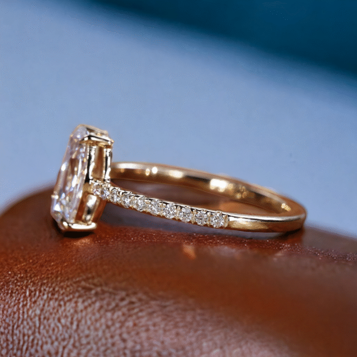 Flat Oval Rose Cut Moissanite Diamond Engagement Ring, Gifts for women - Image 2