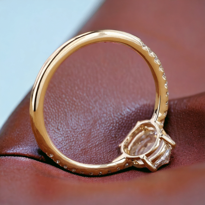 Flat Oval Rose Cut Moissanite Diamond Engagement Ring, Gifts for women - Image 4