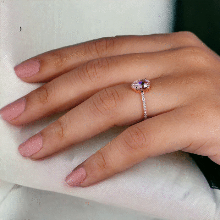 Pear Rose Cut Moissanite Diamond Pave Engagement Ring, Gifts for women - Image 7