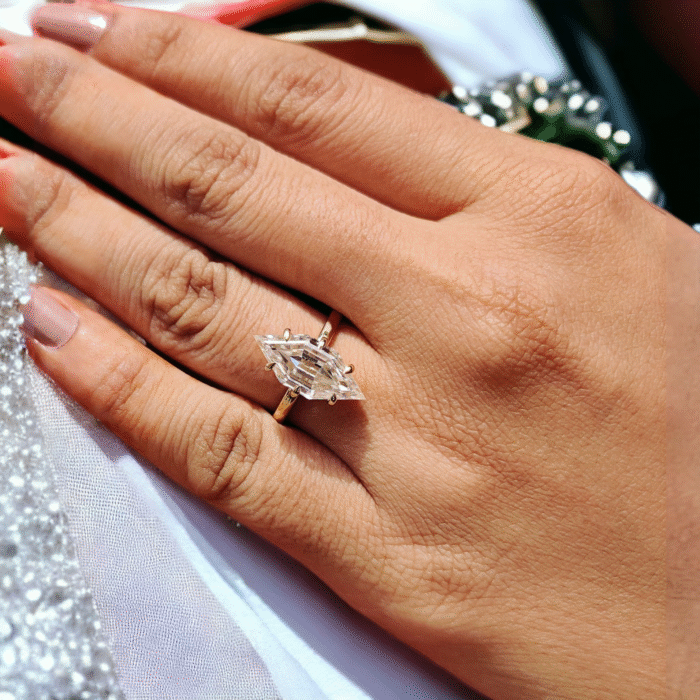 Vintage 3.72 CT Solitaire Portrait cut Moissanite Engagement Ring - Step Cut, Six Prong Design, Unique Women's Gift Ring - Image 6