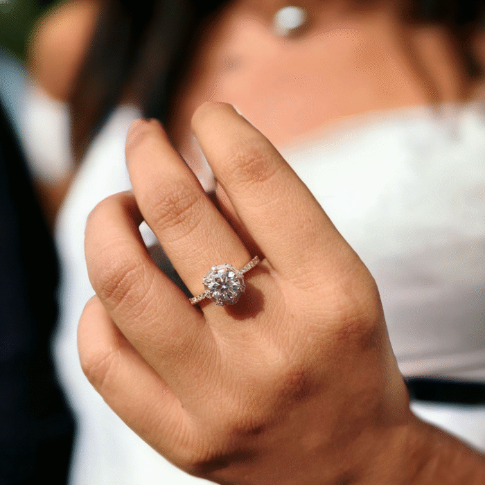 Dazzling Round Cut Moissanite Diamond Pave Halo Wrap Engagement Ring, Design for Women, Anniversary Wedding Ring - Image 6