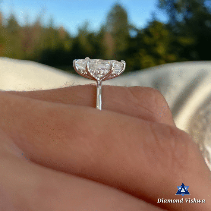 2.5Ct Marquise Cut Hidden Halo Moissanite Engagement Ring | Special Hidden Halo Engagement Ring | ring for her | Wedding Ring | 18k Solid Gold - Image 2