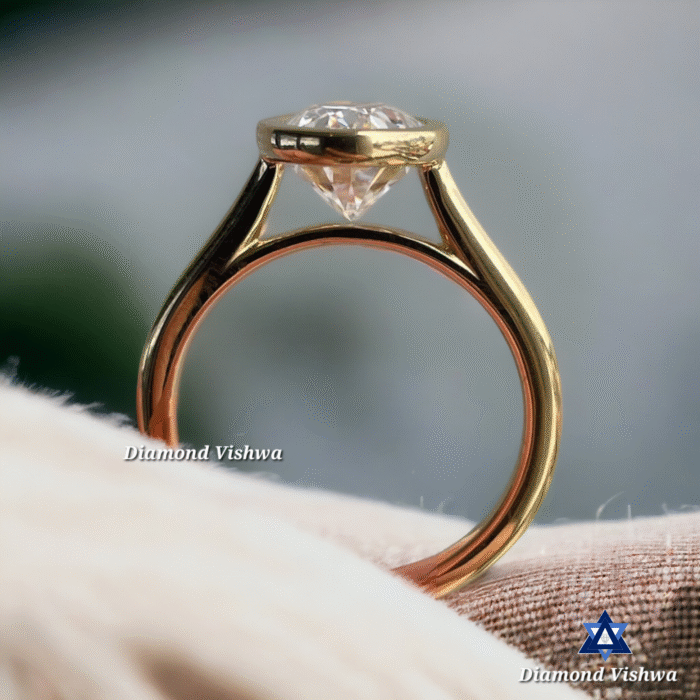 2.5Ct Oval Cut Moissanite Solitaire Engagement Ring Antique Bezel Setting in 14k Yellow Gold - Image 3