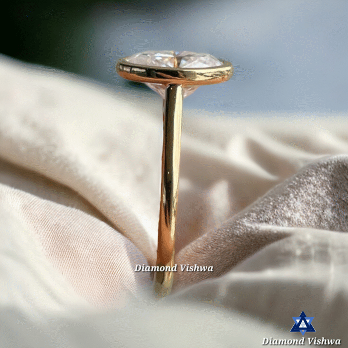 2.5Ct Oval Cut Moissanite Solitaire Engagement Ring Antique Bezel Setting in 14k Yellow Gold - Image 2