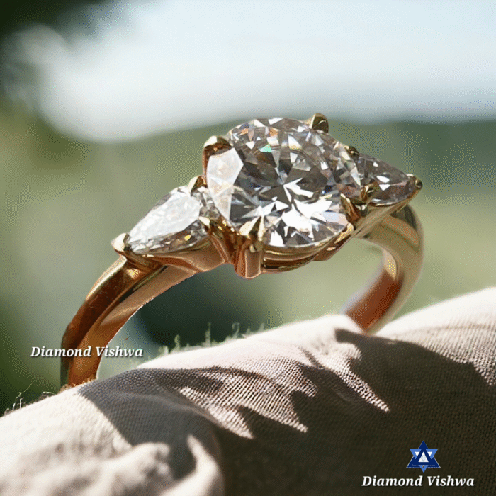 2 CT Round cut Trilogy Engagement Ring | Wedding Ring for Her| Gift for her| 14k Solid Yellow gold - Image 3