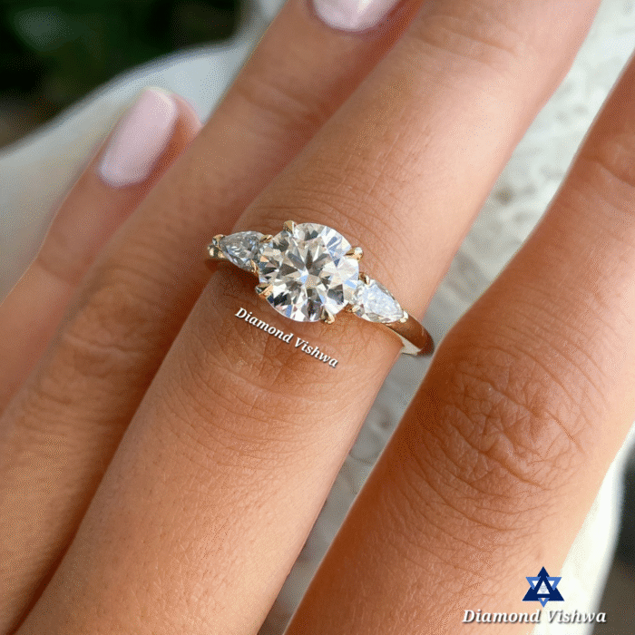 2 CT Round cut Trilogy Engagement Ring | Wedding Ring for Her| Gift for her| 14k Solid Yellow gold - Image 5