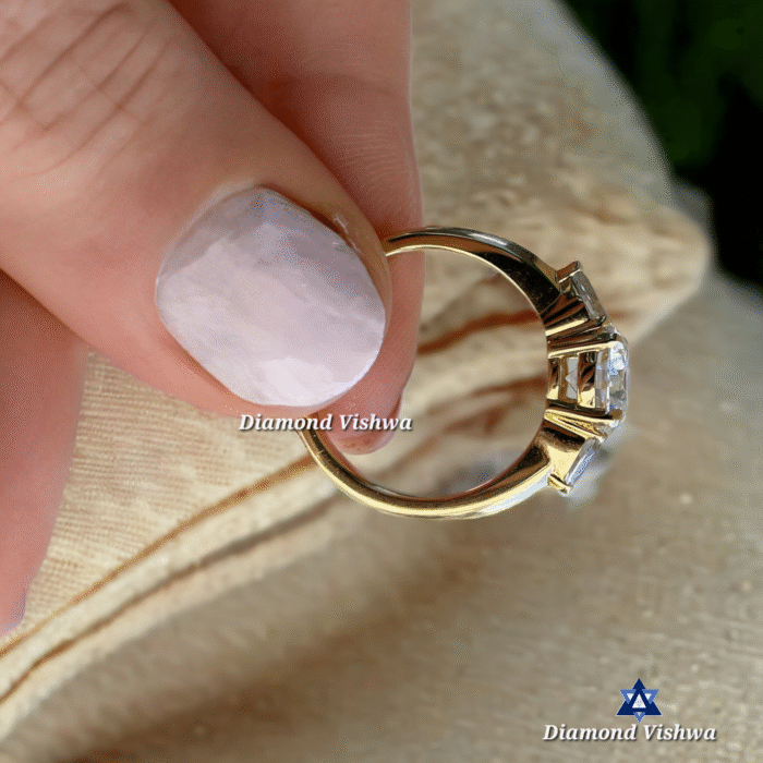 2 CT Round cut Trilogy Engagement Ring | Wedding Ring for Her| Gift for her| 14k Solid Yellow gold - Image 7