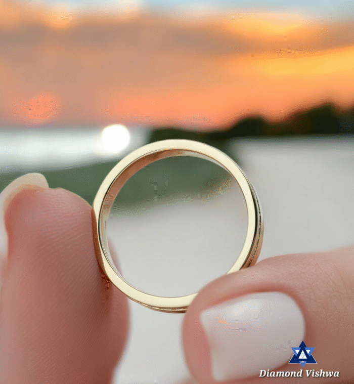 14K Yellow Gold Moissanite Men's Eternity Wedding Band Ring, Round Cut Channel Set Anniversary Gift - Image 3