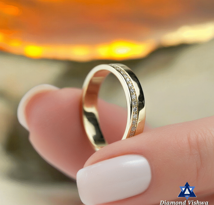 14K Yellow Gold Moissanite Men's Eternity Wedding Band Ring, Round Cut Channel Set Anniversary Gift - Image 4