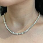 Moissanite Diamond Tennis Necklace, 4mm Round Brilliant Cut, Elegant Jewelry Gift for Anniversary