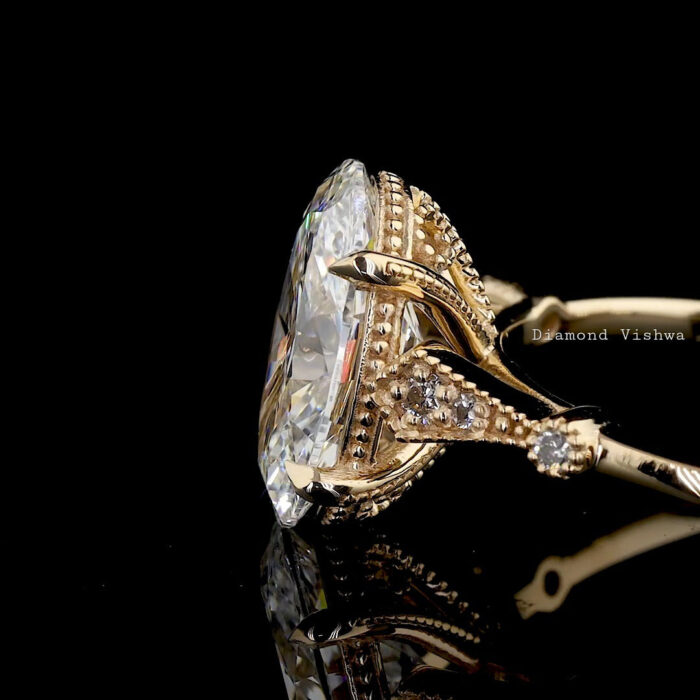 2Ct Oval cut moissanite Diamond Engagement Ring Perfect Wedding or Anniversary Gifts Promise ring for her 14k Yellow Gold - Image 6