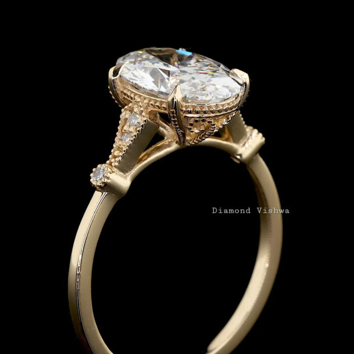 2Ct Oval cut moissanite Diamond Engagement Ring Perfect Wedding or Anniversary Gifts Promise ring for her 14k Yellow Gold - Image 7