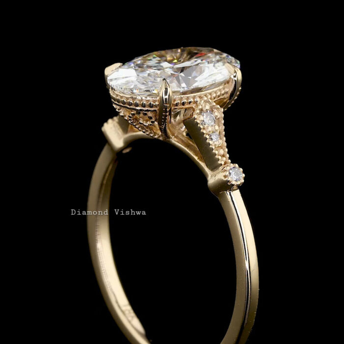 2Ct Oval cut moissanite Diamond Engagement Ring Perfect Wedding or Anniversary Gifts Promise ring for her 14k Yellow Gold - Image 8