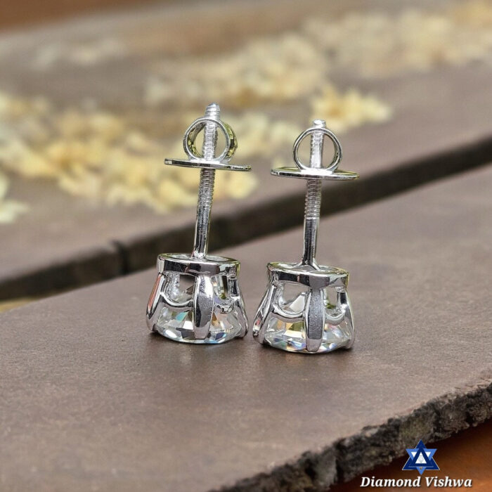 2.57 CT Old European Lab Diamond Studs, 10K White Gold Bridal Wedding Earrings - Image 3