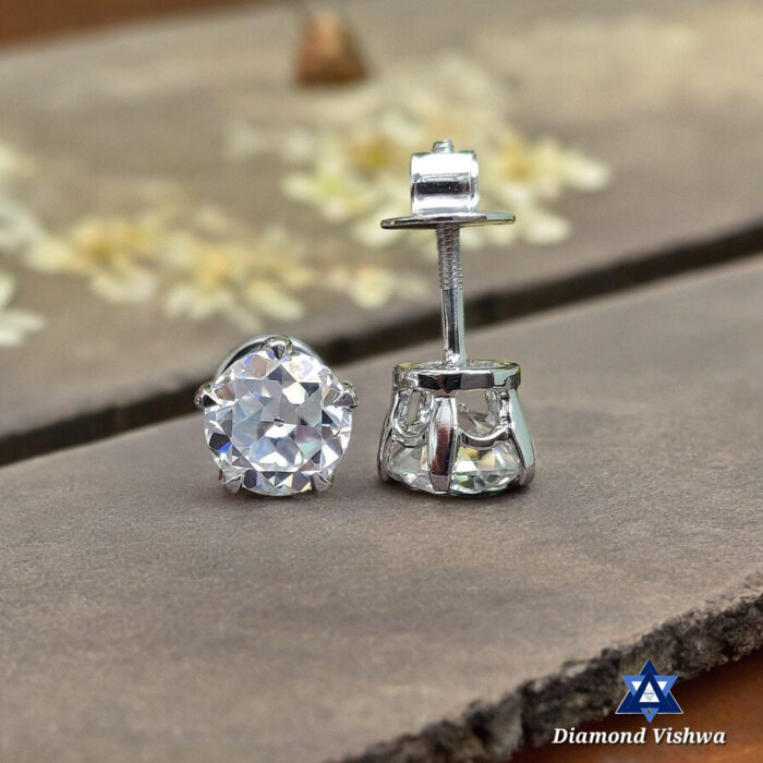 2.57 CT Old European Lab Diamond Studs, 10K White Gold Bridal Wedding Earrings - Image 2