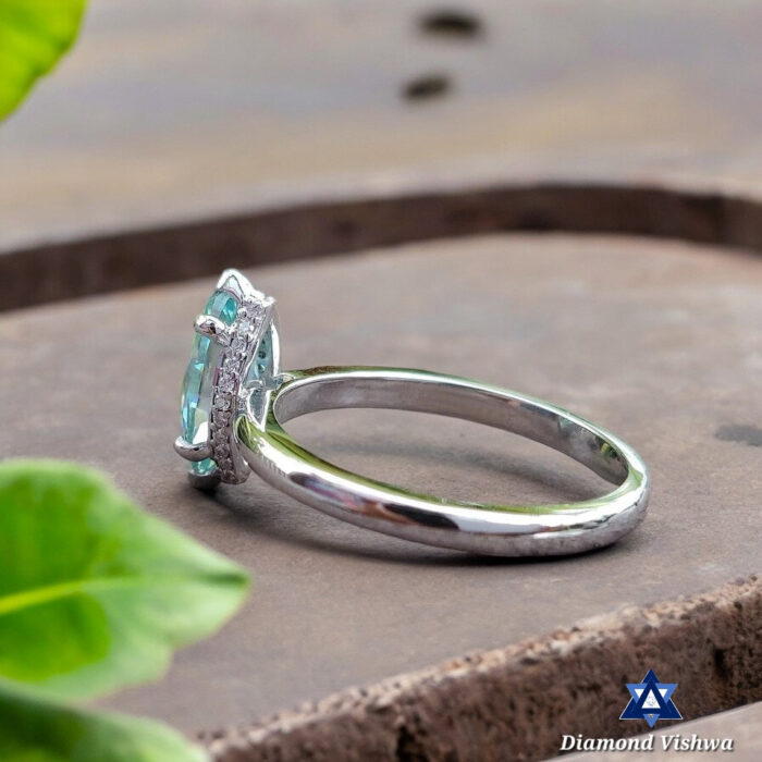 1.16Ct Marquise Cut Moissanite Diamond Cyan Blue Moissanite Diamond 14k White Gold Engagement Ring - Image 2