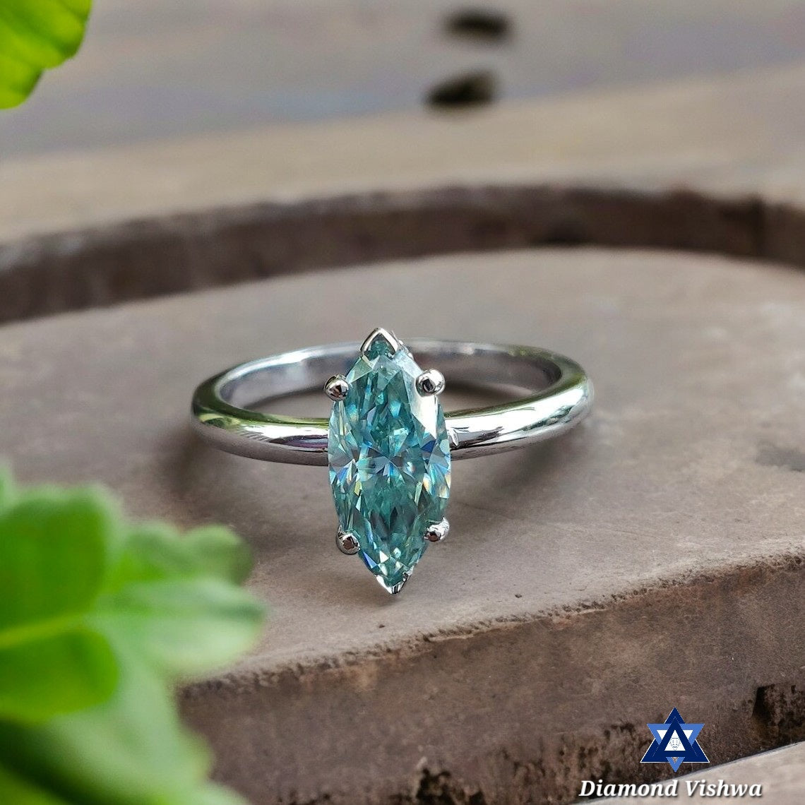 il_1140xN.2037383951_l8q4-Photoroom 1.16Ct Marquise Cut Moissanite Diamond Cyan Blue Moissanite Diamond 14k White Gold Engagement Ring - Image 1