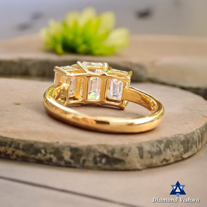 2.42 CT Emerald Moissanite Three Stone Ring, Engagement Wedding Anniversary Gift - Image 7