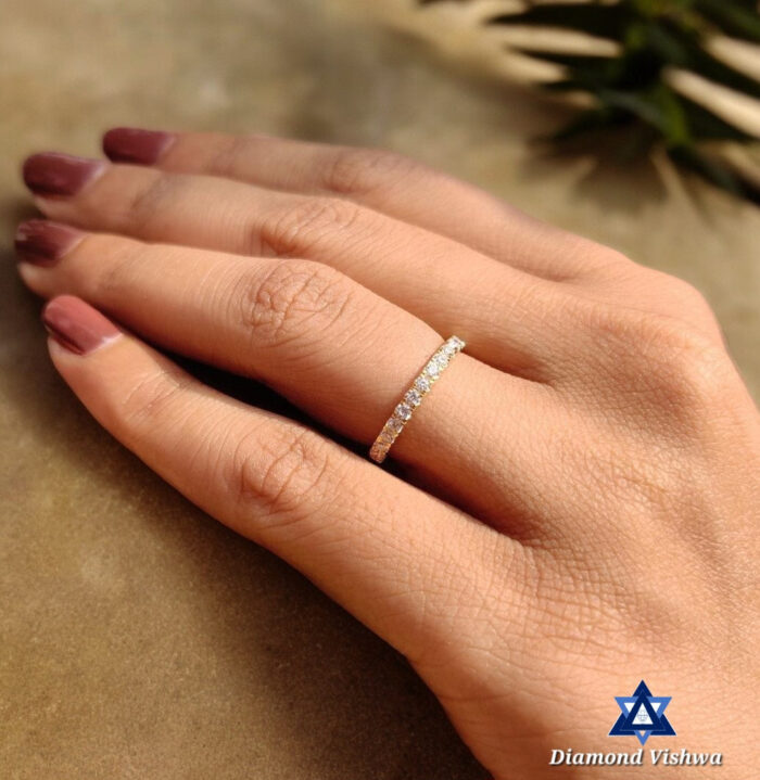 1.7mm Colorless Lab-Grown Diamond Half Eternity Comfort Fit Shared Prong Wedding Anniversary Band in 14K Yellow Gold - Image 6