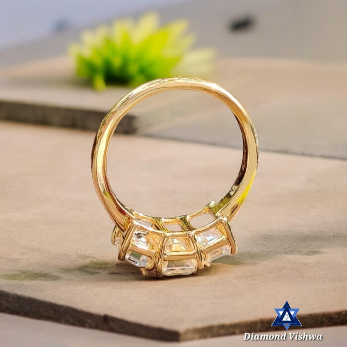 2.42 CT Emerald Moissanite Three Stone Ring, Engagement Wedding Anniversary Gift - Image 3