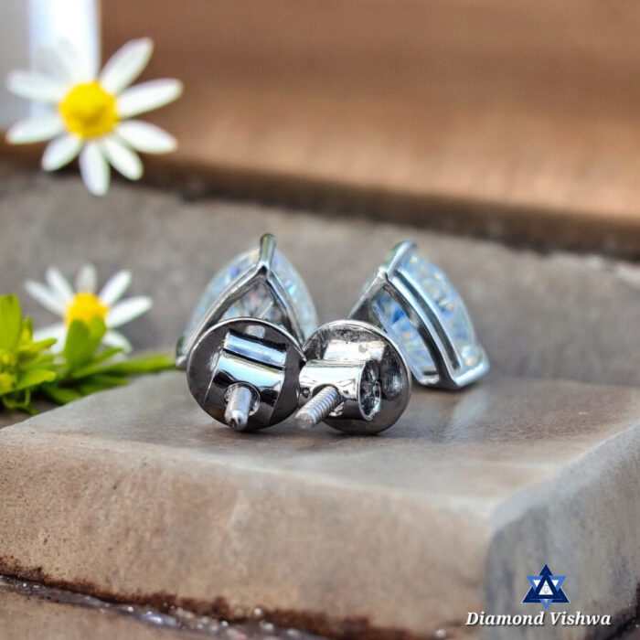 2.51 TCW Trillion Moissanite Studs, White Gold Wedding Earrings, Screw Backs - Image 8