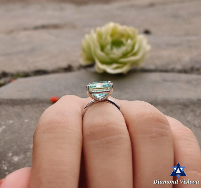 10.04 CT Blue Moissanite Solitaire Ring, Claw Prong, Anniversary Gift, 10/14/18K Gold - Image 7