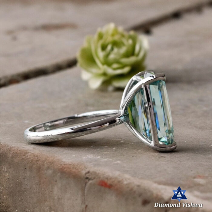 10.04 CT Blue Moissanite Solitaire Ring, Claw Prong, Anniversary Gift, 10/14/18K Gold - Image 4